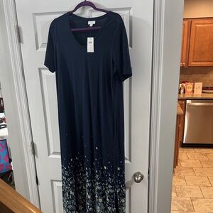 JJill Midnight Blue Floral Maxi Dress NWT